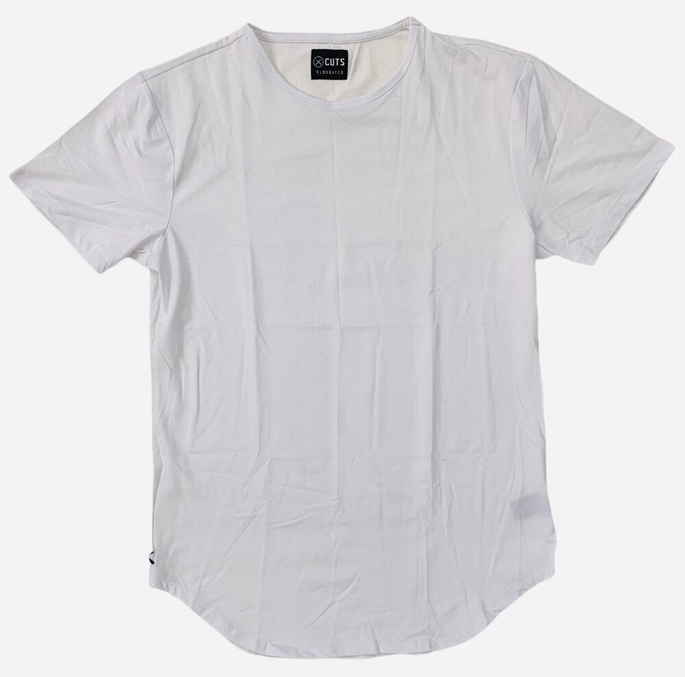 Bundle 3 Shirt Large of Cuts Clothing Men's Elongated Crew T-Shirt in White